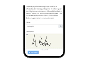 Unterschrift von M. Kunder auf einem Formular zur Identifikation.